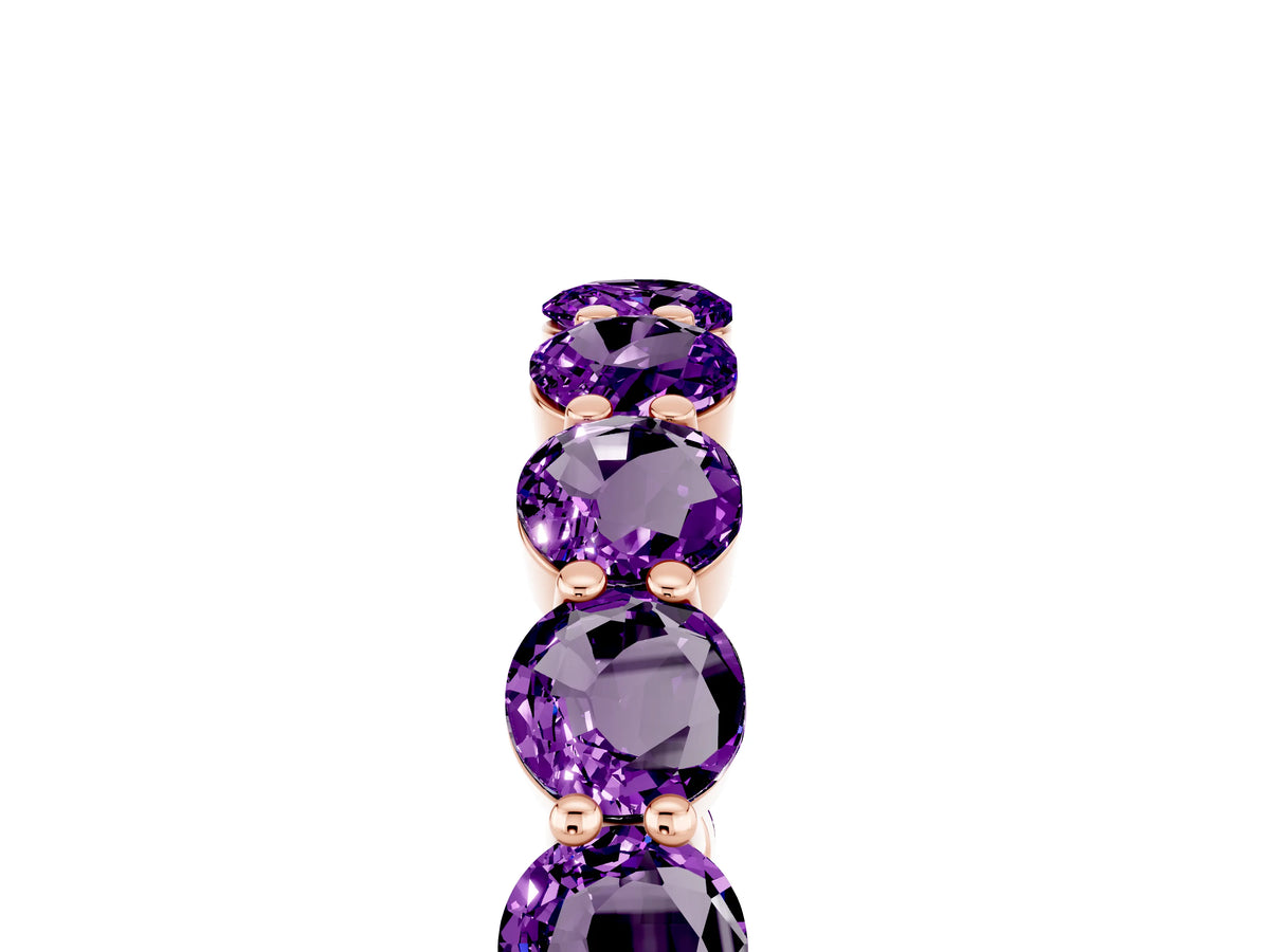 Round Amethyst Eternity Band in Rose gold with U-Prong Setting