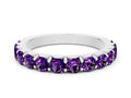 Round Amethyst Polished Half Eternity Band in Silver with Classic Prong Setting 