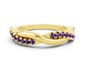 Round Amethyst Twisted Infinity Band in Yellow gold with Prong Setting 