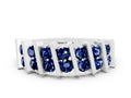 Round Blue Sapphire Anniversary Band in Platinum with Channel Setting and Vertical Prongs