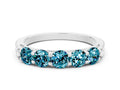 Round Blue Topaz Five-Stone Band in Silver with Prong Setting 