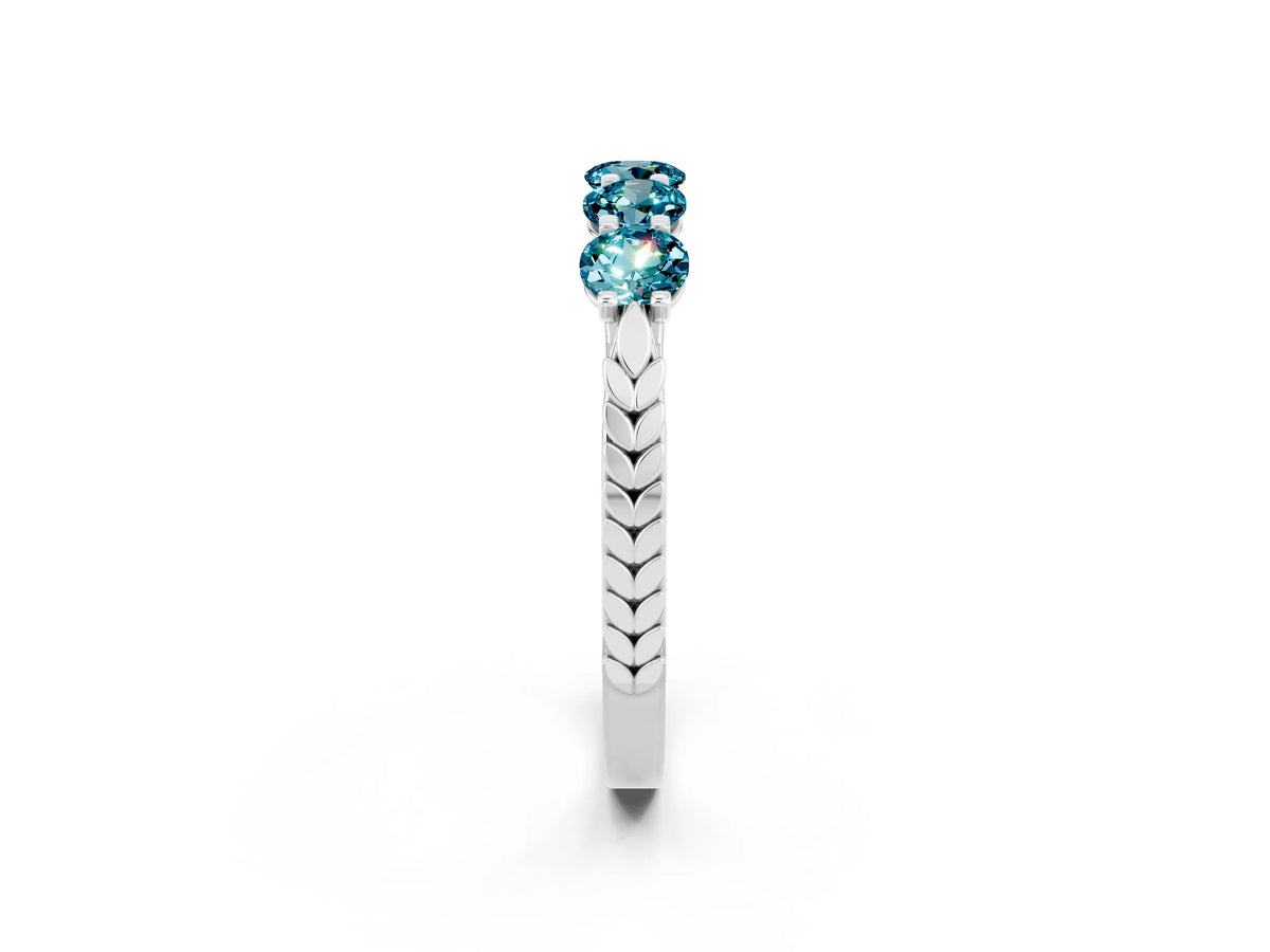 Round Blue Topaz Five-Stone Band in Silver with Prong Setting