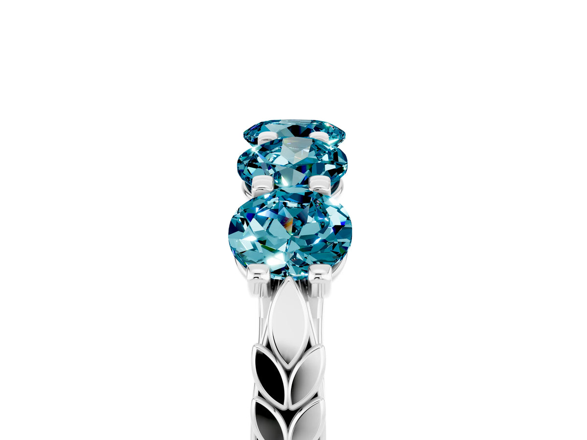 Round Blue Topaz Five-Stone Band in Silver with Prong Setting