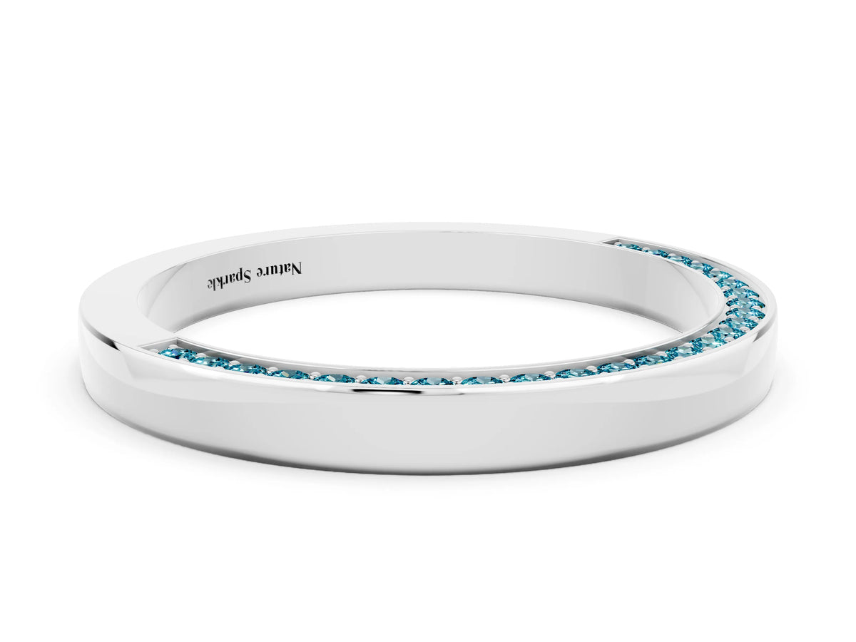 Round Blue Topaz Pavé Band in Platinum with Channel Setting