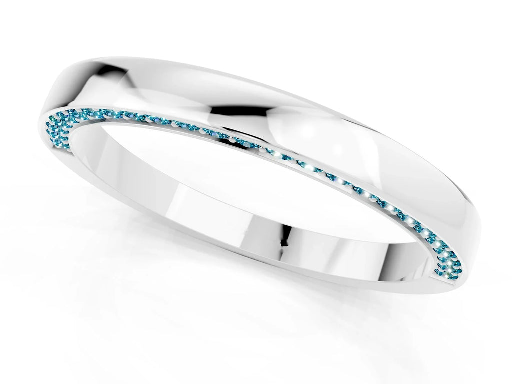 Round Blue Topaz Pavé Band in Platinum with Channel Setting 