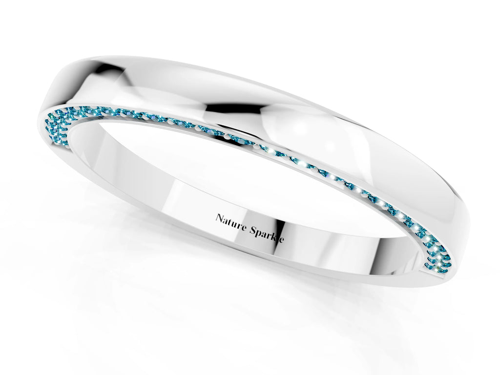 Round Blue Topaz Pavé Band in Platinum with Channel Setting