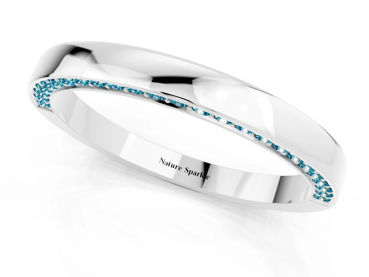 Round Blue Topaz Pavé Band in Platinum with Channel Setting