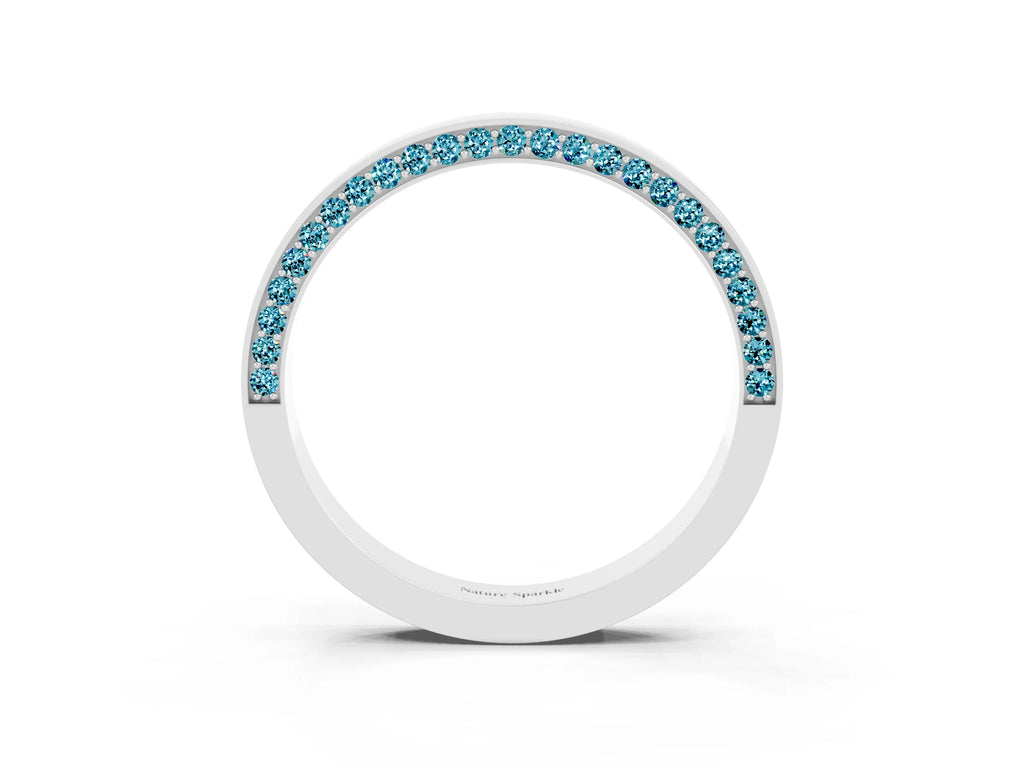 Round Blue Topaz Pavé Band in Platinum with Channel Setting