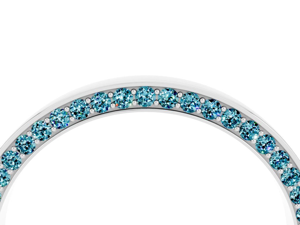 Round Blue Topaz Pavé Band in Platinum with Channel Setting