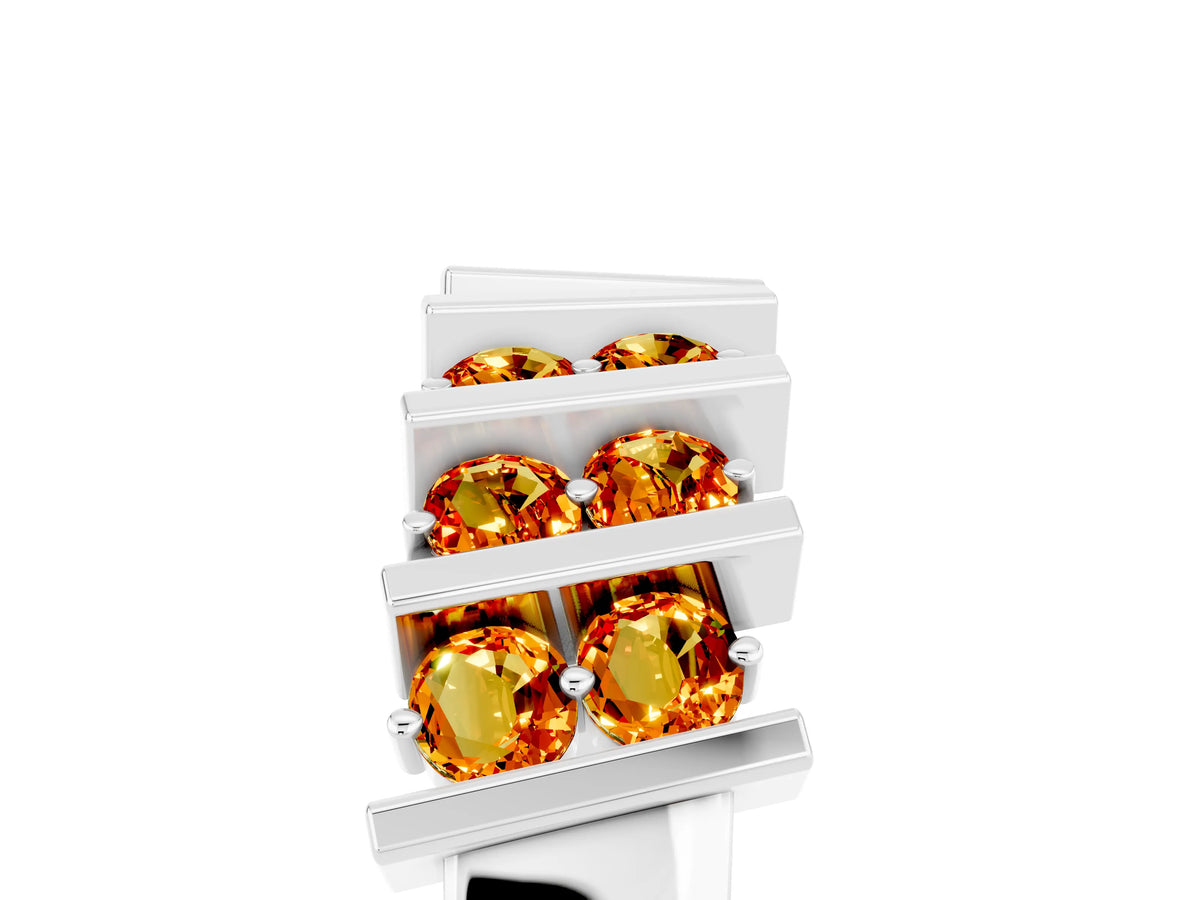 Round Citrine Anniversary Band in White gold with Channel Setting and Vertical Prongs