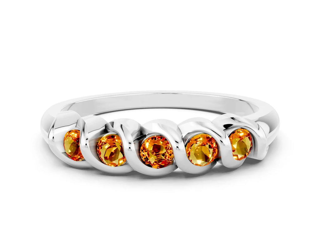 Round Citrine Eternity Band in Platinum with Twist Prong Setting 