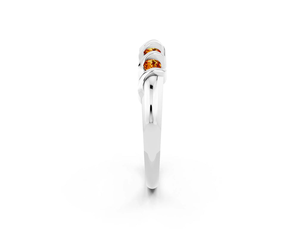 Round Citrine Eternity Band in Platinum with Twist Prong Setting