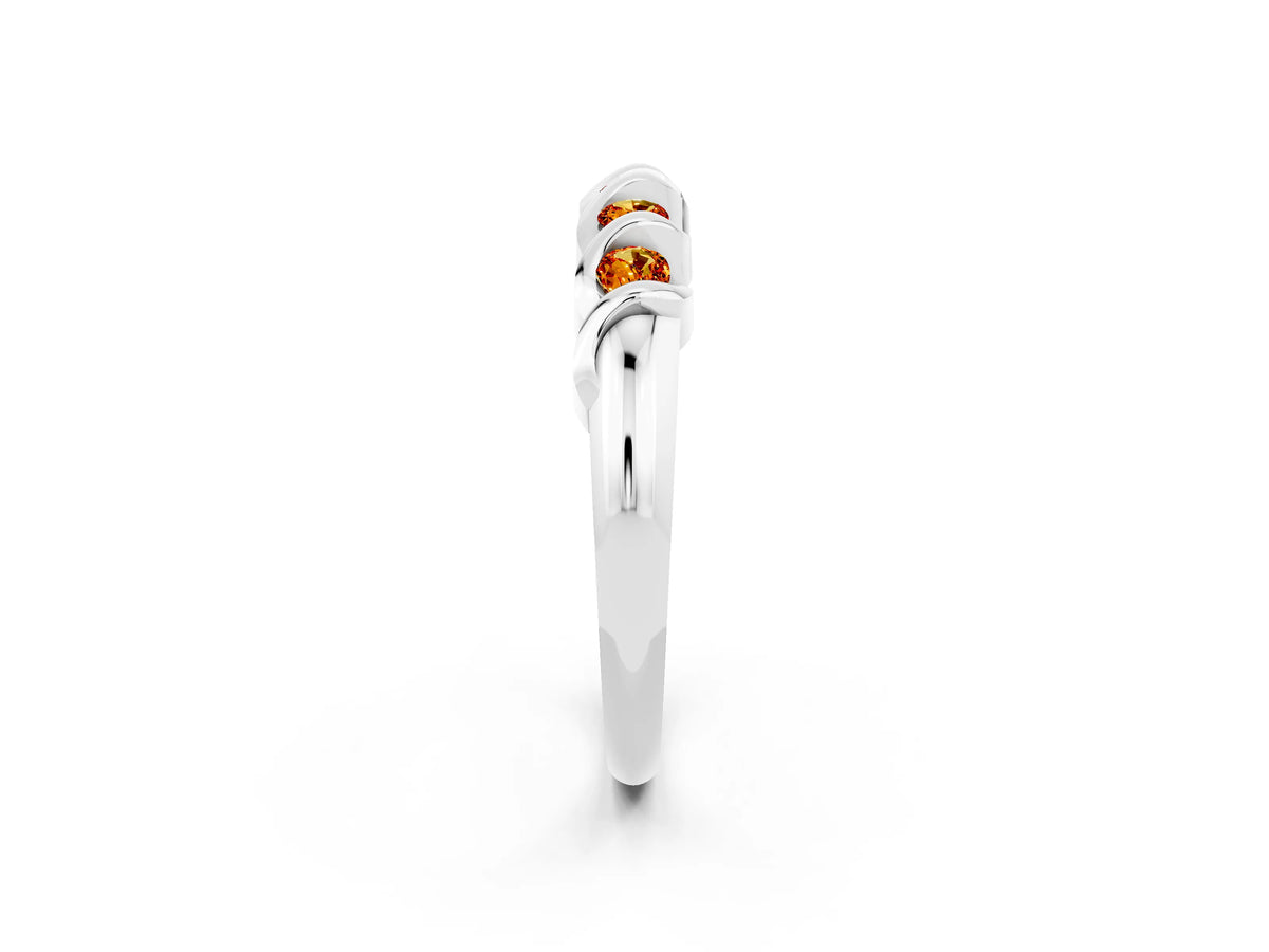 Round Citrine Eternity Band in Platinum with Twist Prong Setting