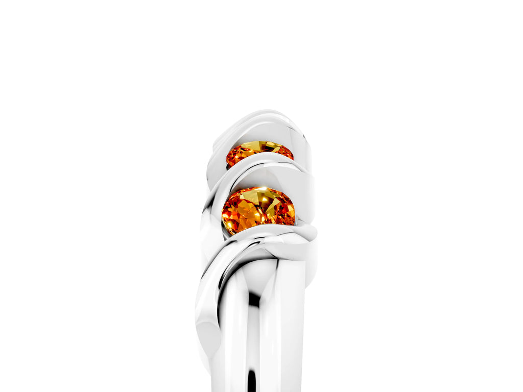 Round Citrine Eternity Band in Platinum with Twist Prong Setting