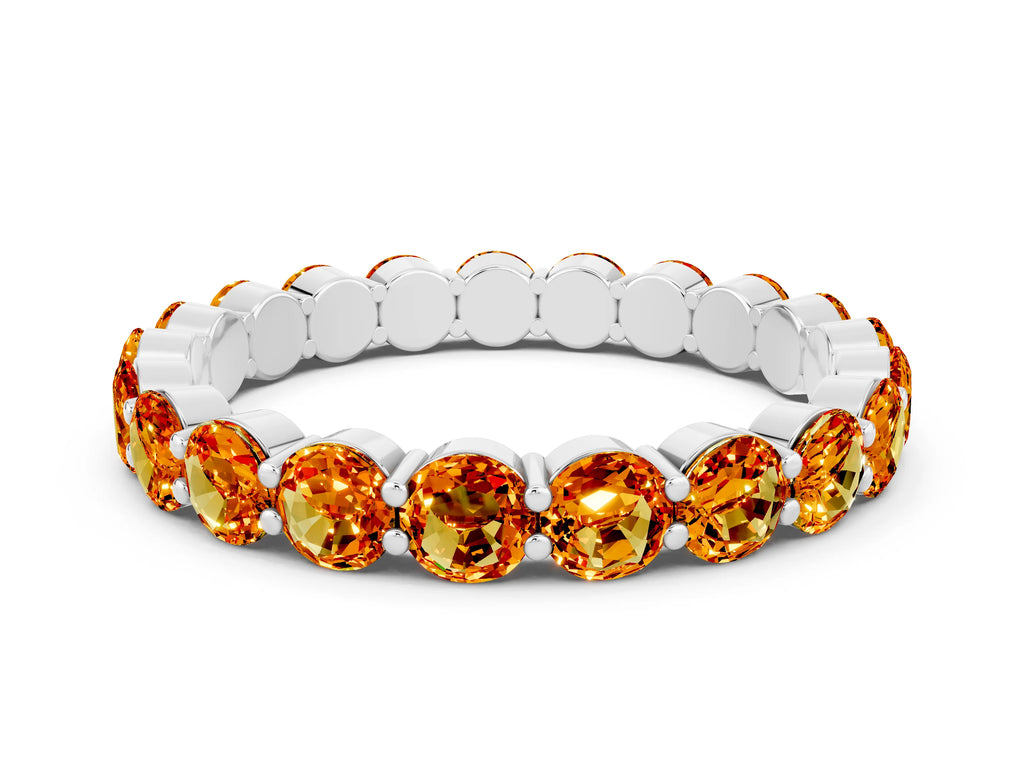 Round Citrine Eternity Band in Platinum with U-Prong Setting