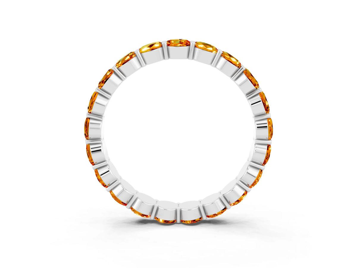 Round Citrine Eternity Band in Platinum with U-Prong Setting