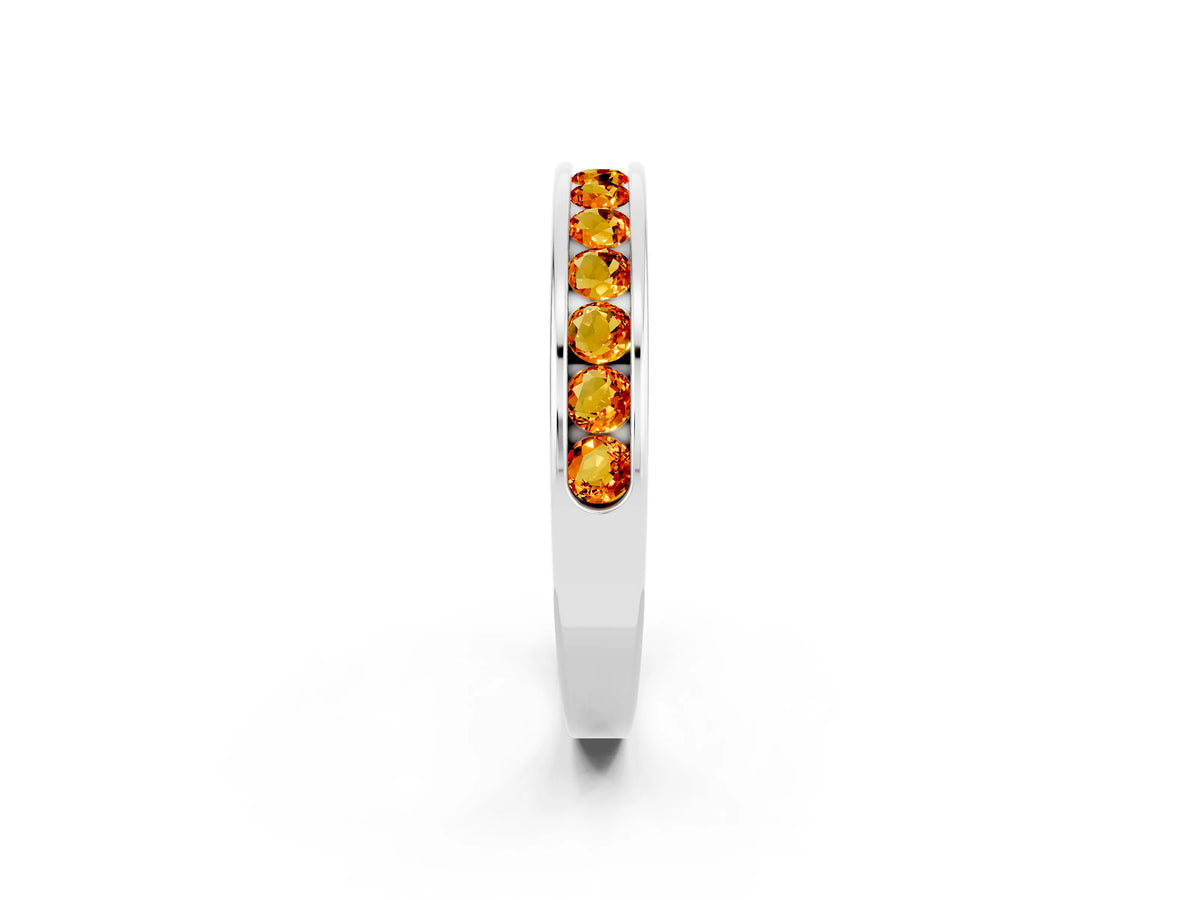 Round Citrine Eternity Band in Silver with Smooth Channel Setting