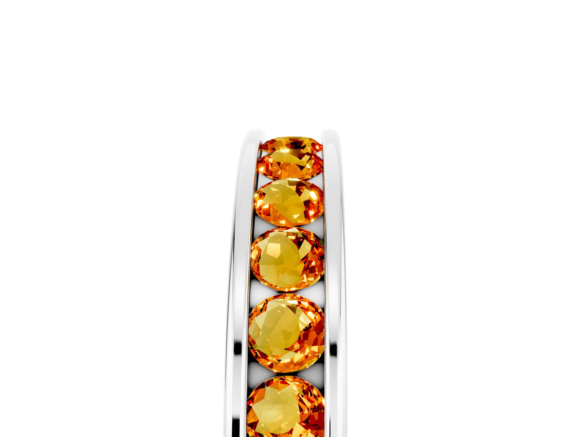Round Citrine Eternity Band in Silver with Smooth Channel Setting
