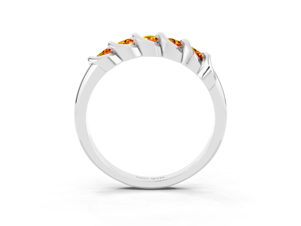 Round Citrine Eternity Band in Silver with Twist Prong Setting