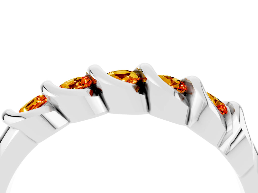 Round Citrine Eternity Band in Silver with Twist Prong Setting