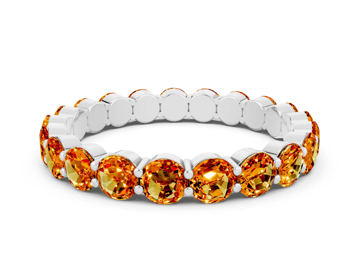 Round Citrine Eternity Band in White gold with U-Prong Setting