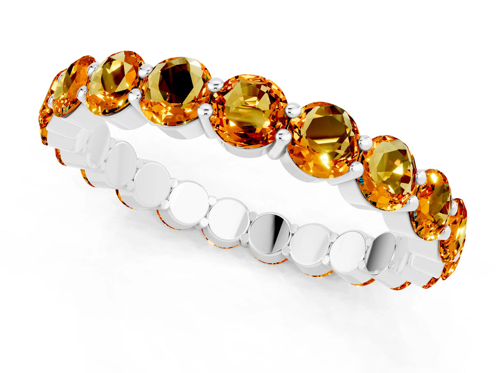 Round Citrine Eternity Band in White gold with U-Prong Setting