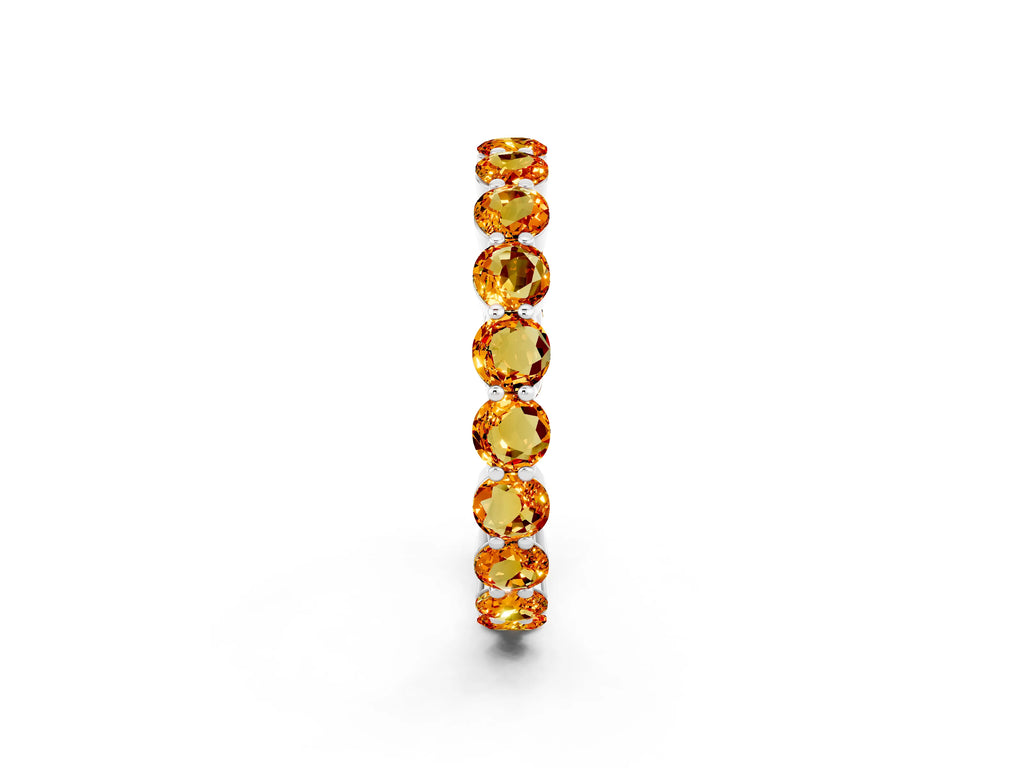Round Citrine Eternity Band in White gold with U-Prong Setting