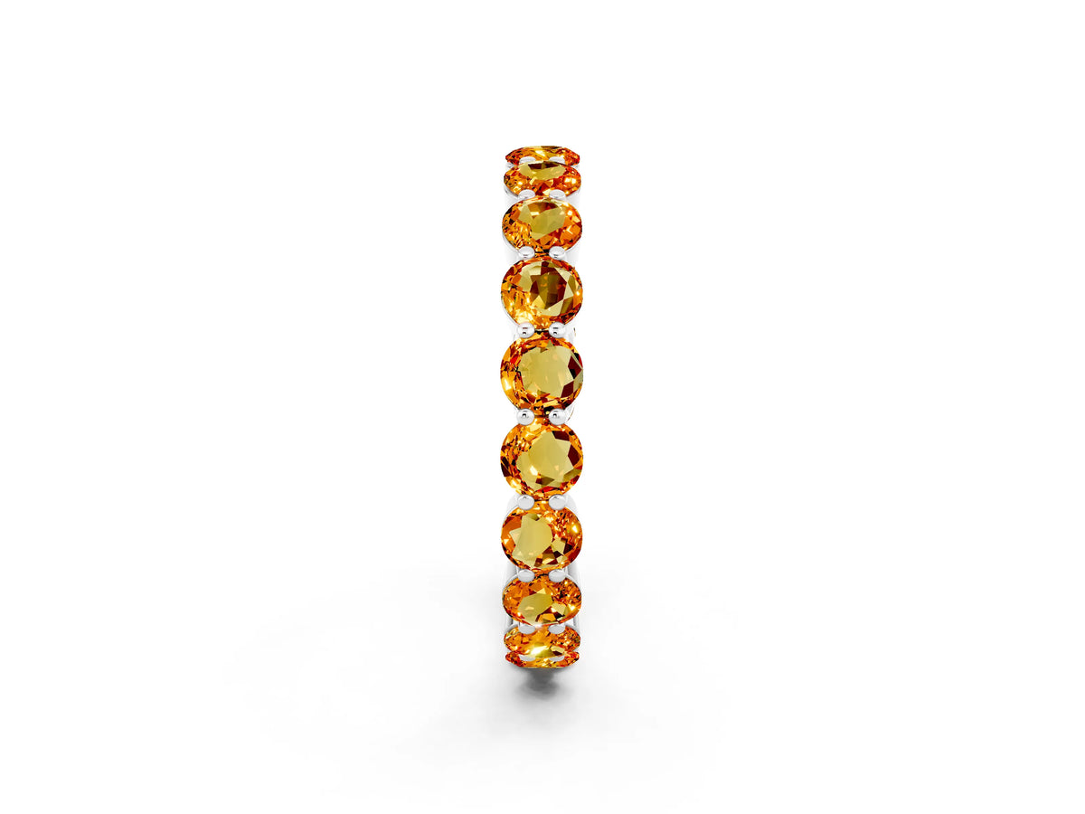 Round Citrine Eternity Band in White gold with U-Prong Setting