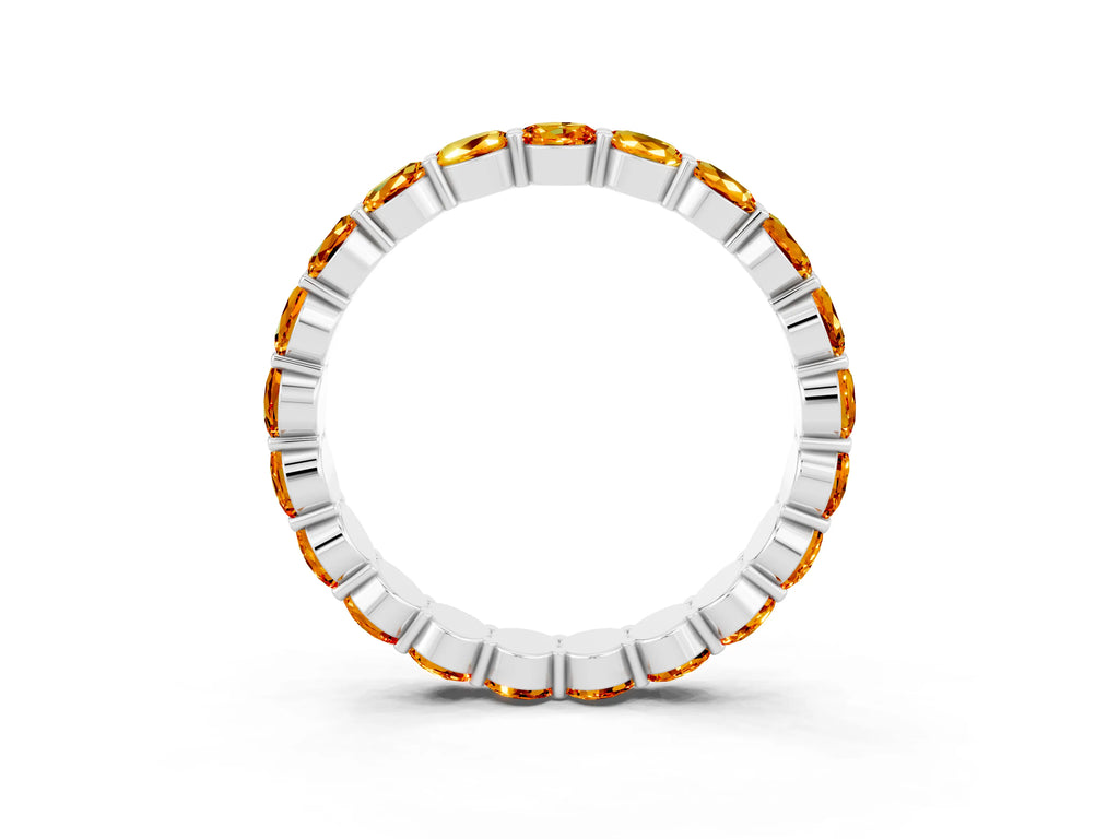 Round Citrine Eternity Band in White gold with U-Prong Setting