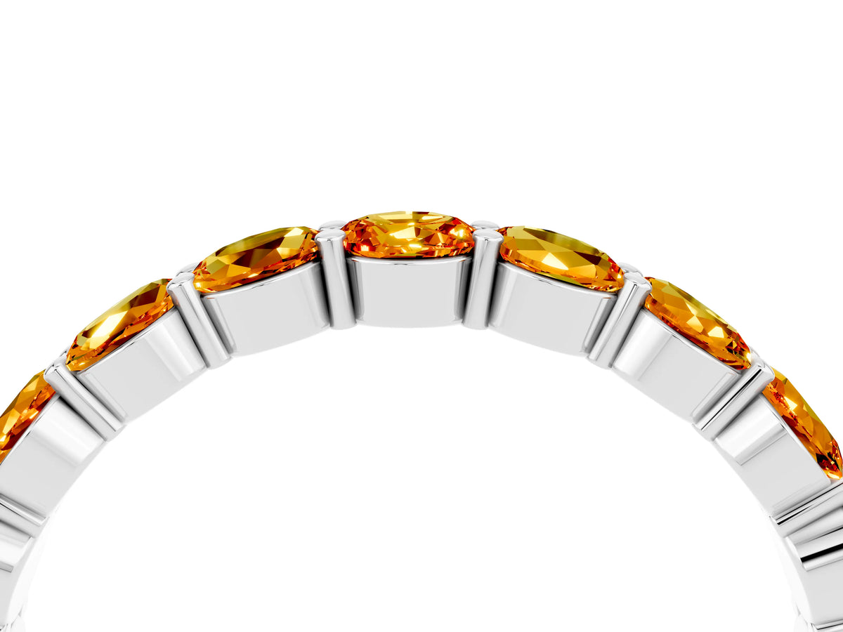 Round Citrine Eternity Band in White gold with U-Prong Setting