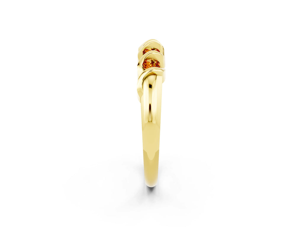 Round Citrine Eternity Band in Yellow gold with Twist Prong Setting