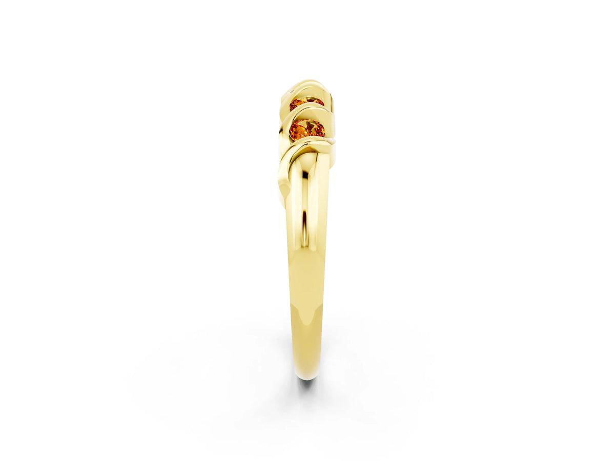 Round Citrine Eternity Band in Yellow gold with Twist Prong Setting