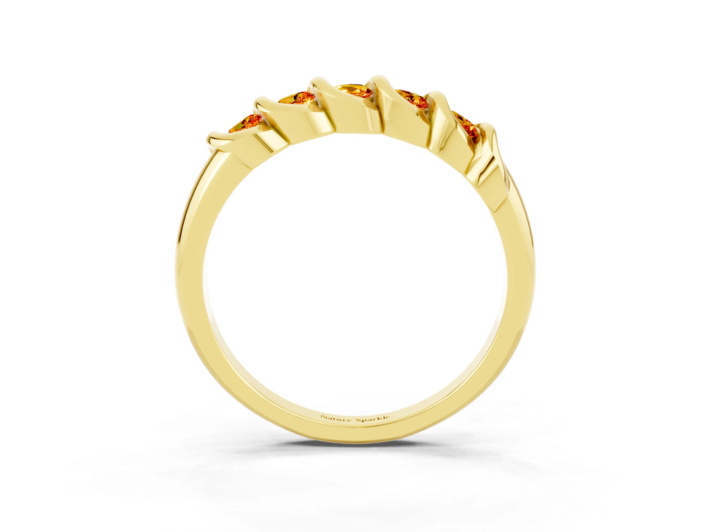 Round Citrine Eternity Band in Yellow gold with Twist Prong Setting