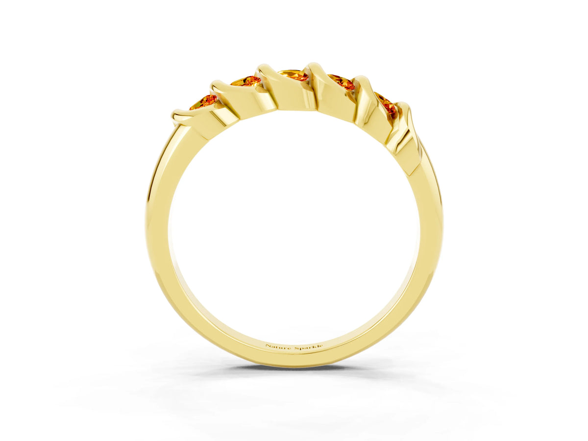 Round Citrine Eternity Band in Yellow gold with Twist Prong Setting