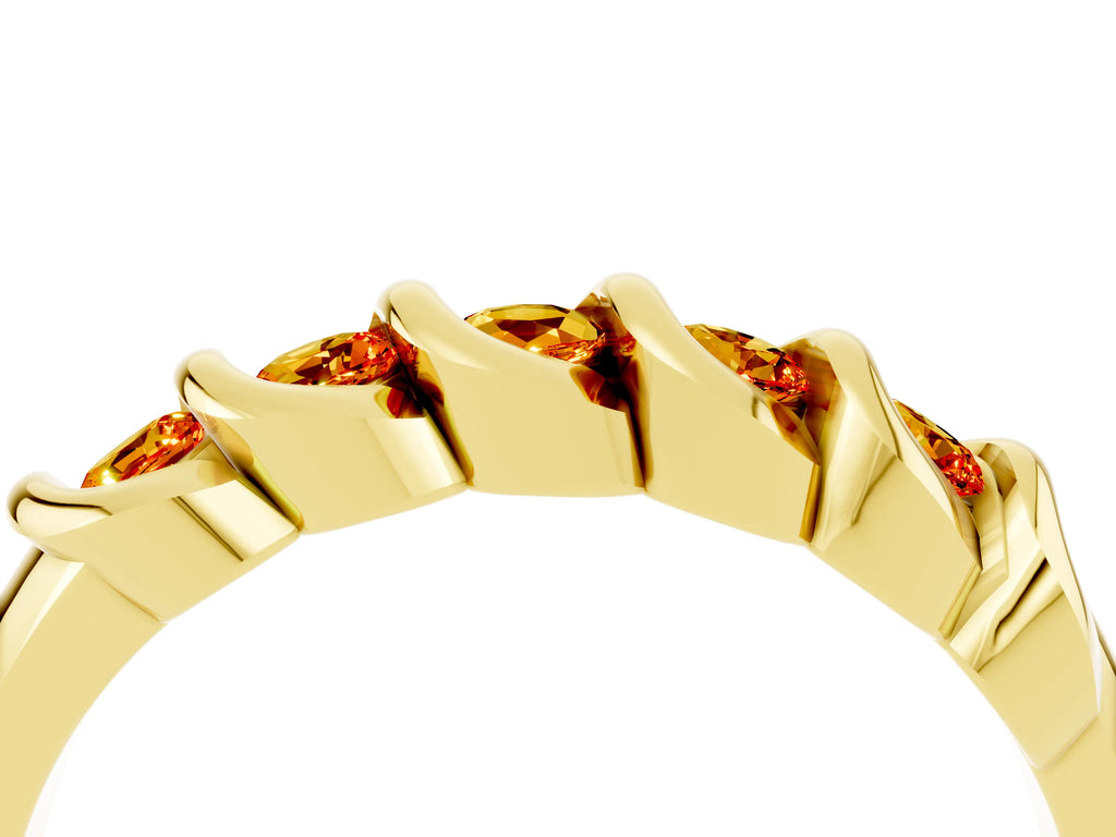 Round Citrine Eternity Band in Yellow gold with Twist Prong Setting