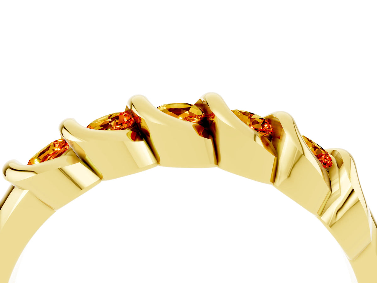Round Citrine Eternity Band in Yellow gold with Twist Prong Setting