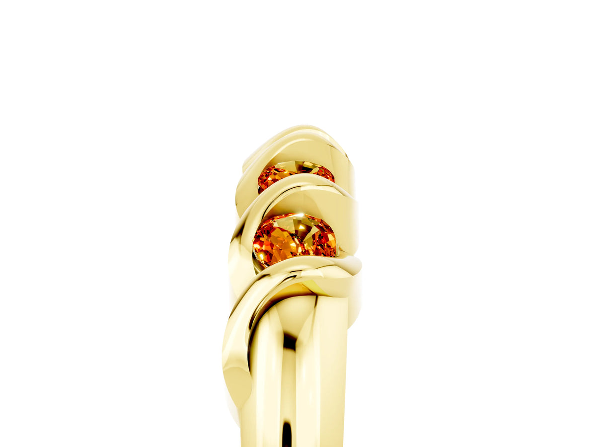 Round Citrine Eternity Band in Yellow gold with Twist Prong Setting