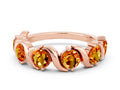 Round Citrine Half Eternity Band in Rose gold with Wave Prong Setting 