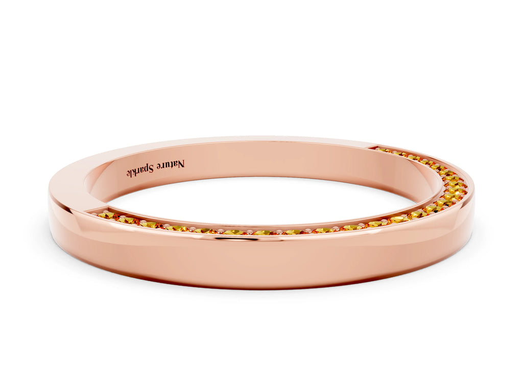 Round Citrine Pavé Band in Rose gold with Channel Setting