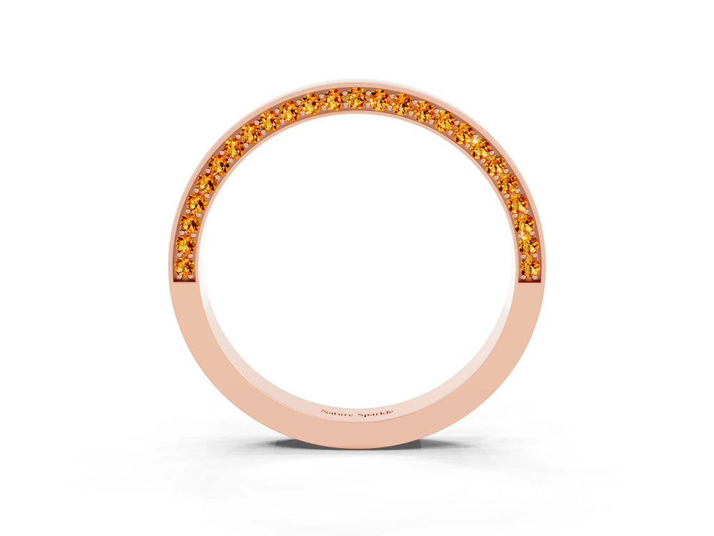 Round Citrine Pavé Band in Rose gold with Channel Setting