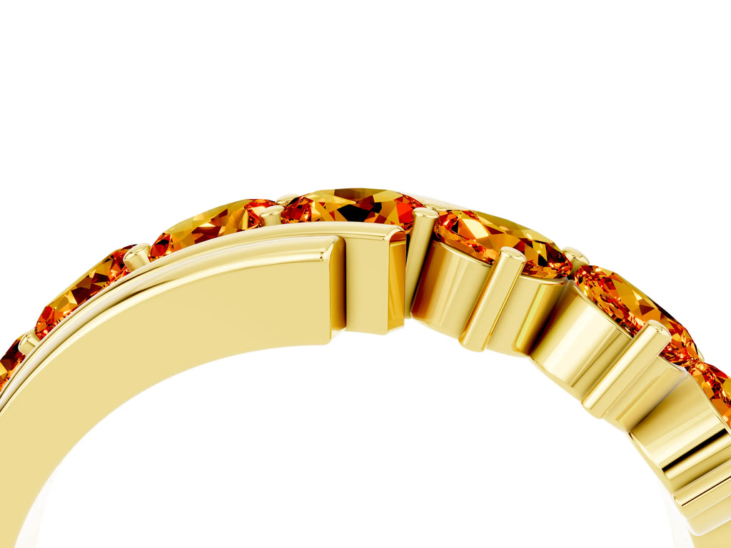 Round Citrine Wave Band in Yellow gold with Channel and Shared Prong Setting