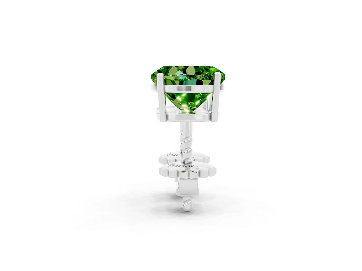 Round Cut Peridot Stud Earrings in Silver with Basket Setting