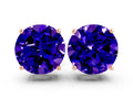 Round Cut Tanzanite Stud Earrings in Rose gold with Basket Setting