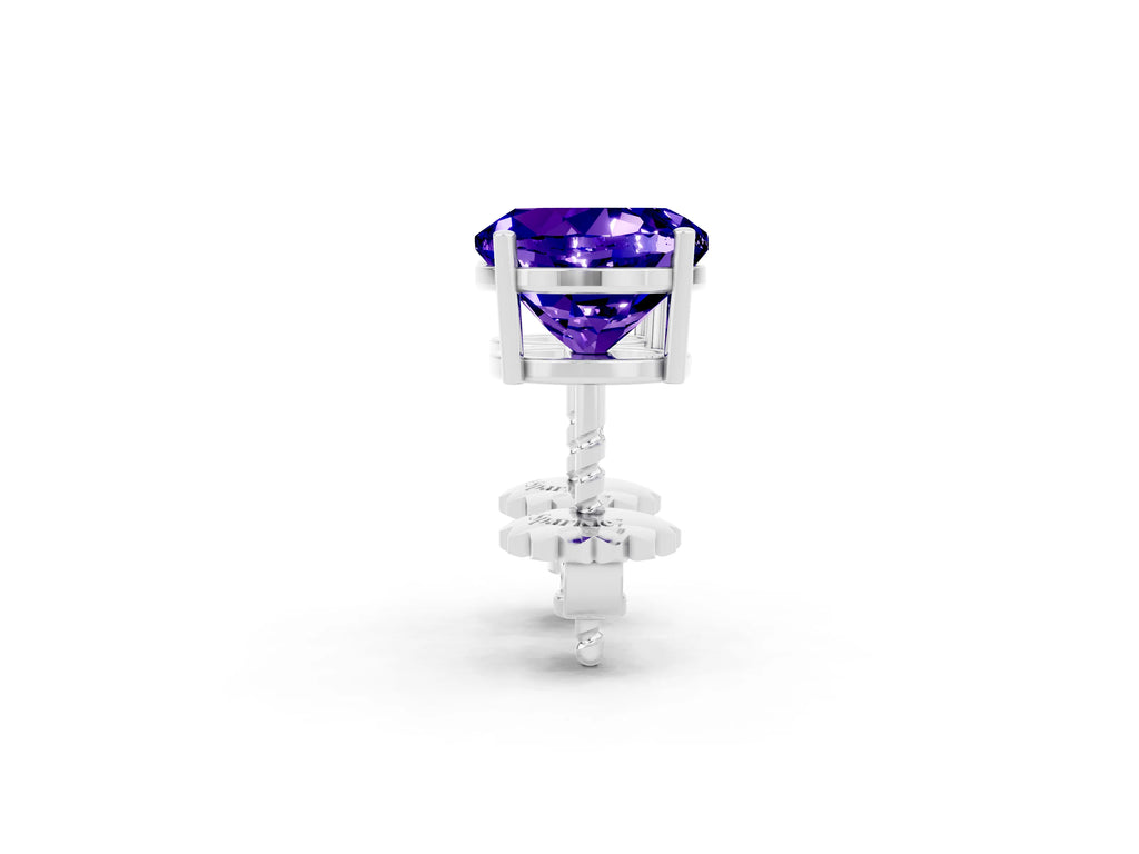 Round Cut Tanzanite Stud Earrings in White gold with Basket Setting