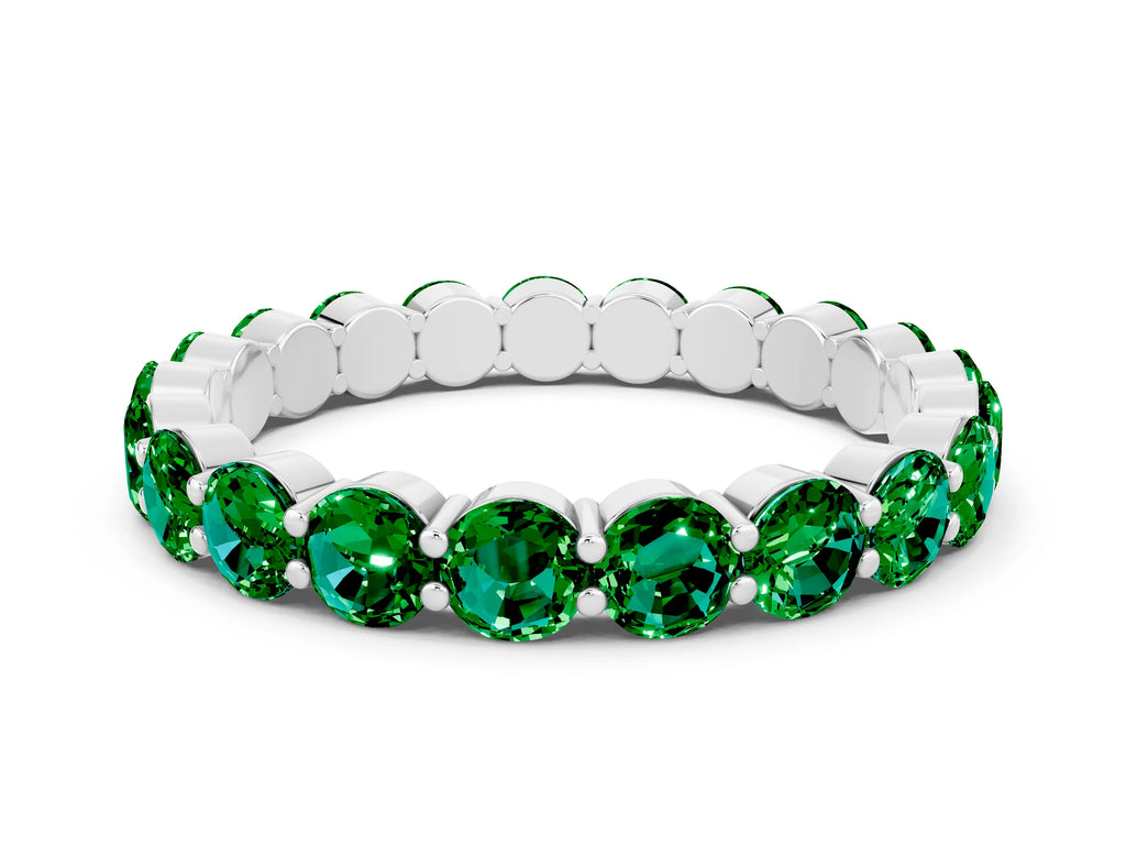 Round Emerald Eternity Band in Silver with U-Prong Setting