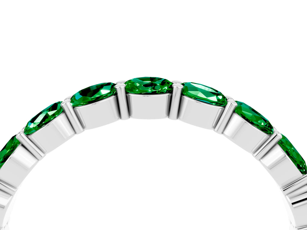 Round Emerald Eternity Band in Silver with U-Prong Setting