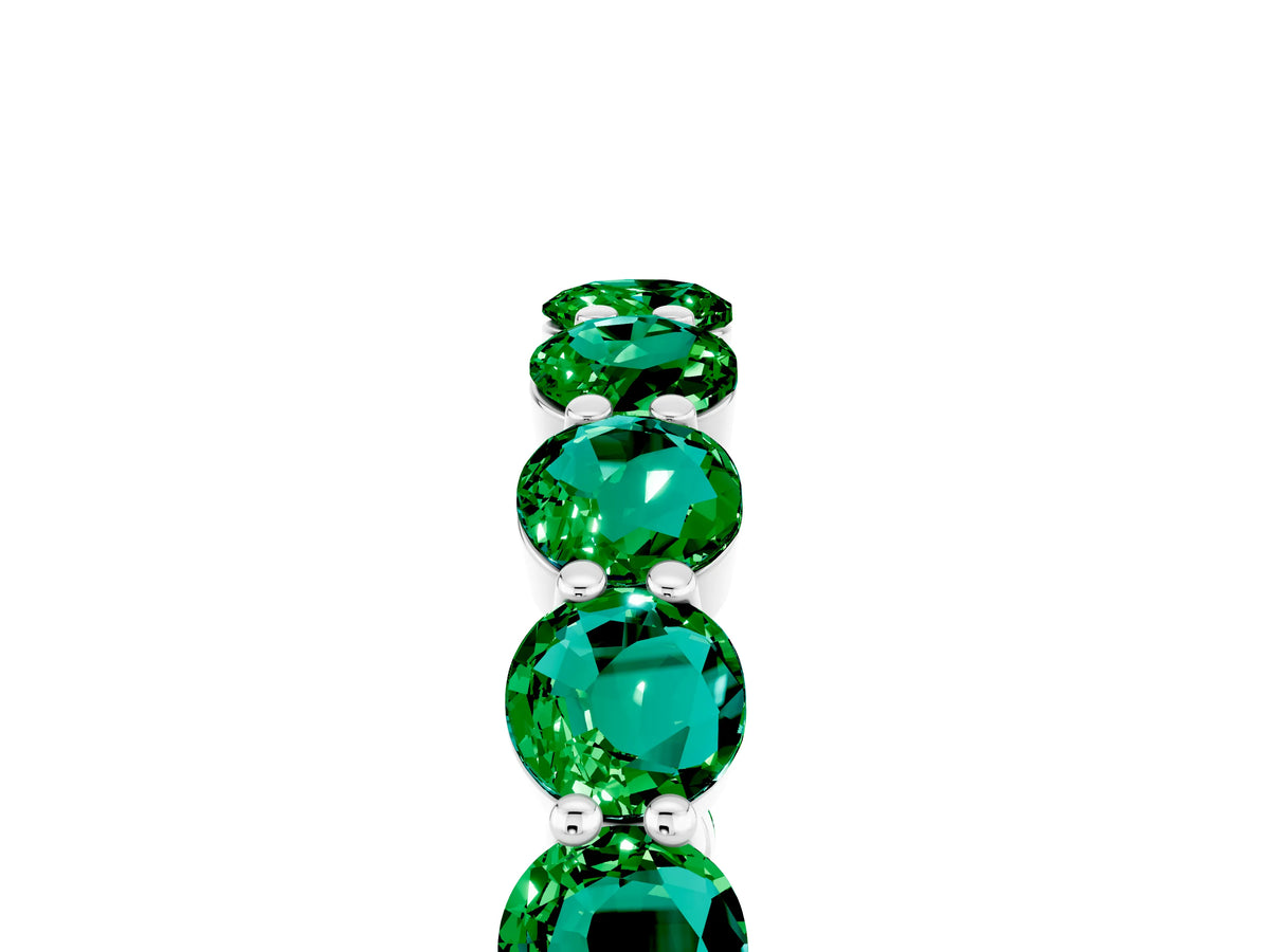 Round Emerald Eternity Band in Silver with U-Prong Setting