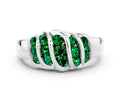 Round Emerald Multi-Row Crossover Band in Platinum with Polished Curves