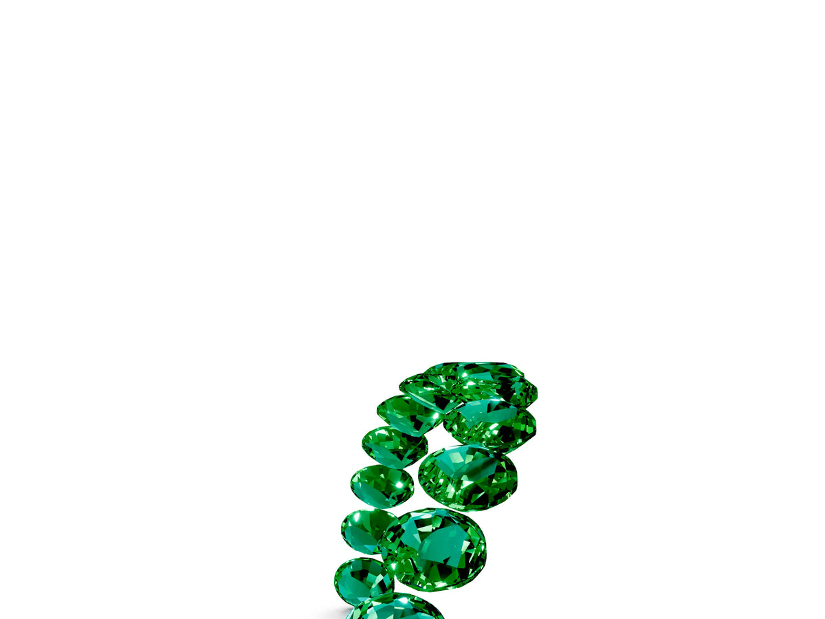 Round Emerald Pavé Contoured Band in Platinum with Shared Prong Setting