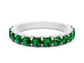 Round Emerald Polished Half Eternity Band in Platinum with Classic Prong Setting 